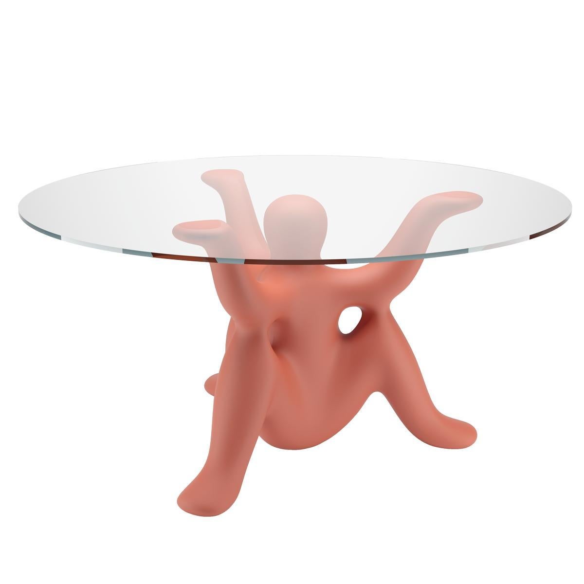 Mesa Helpyourself de cristal y polietileno terracota de Philippe Starck Italiano en venta