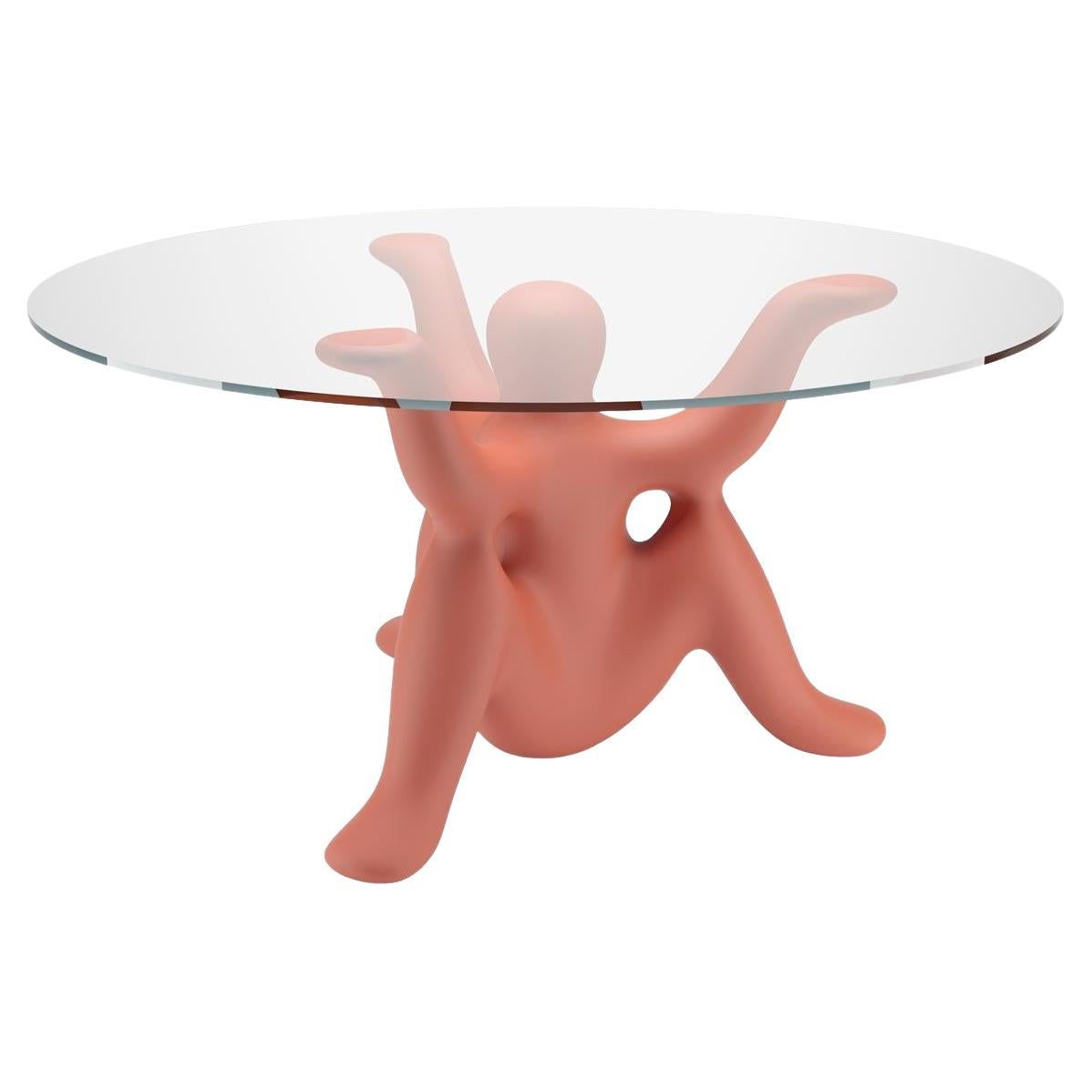 Helpyourself Table in Glass and Terracotta Polyethylene by Philippe Starck