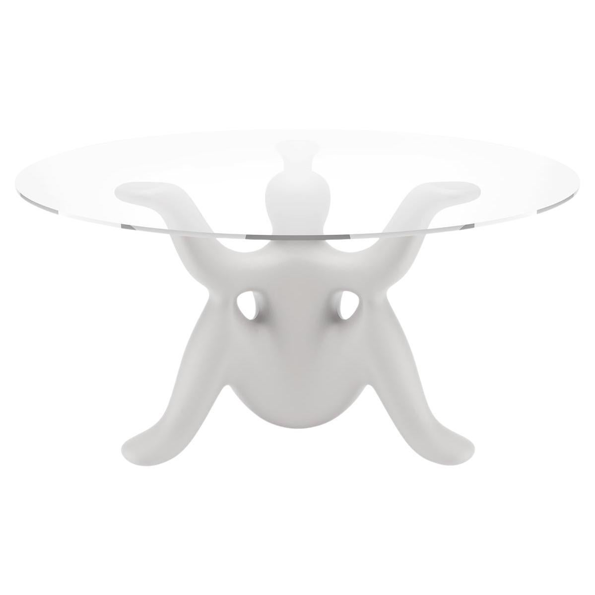 Helpyourself Table in Glass and White Polyethylene by Philippe Starck