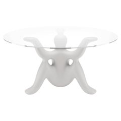 Helpyourself Table in Glass and White Polyethylene by Philippe Starck