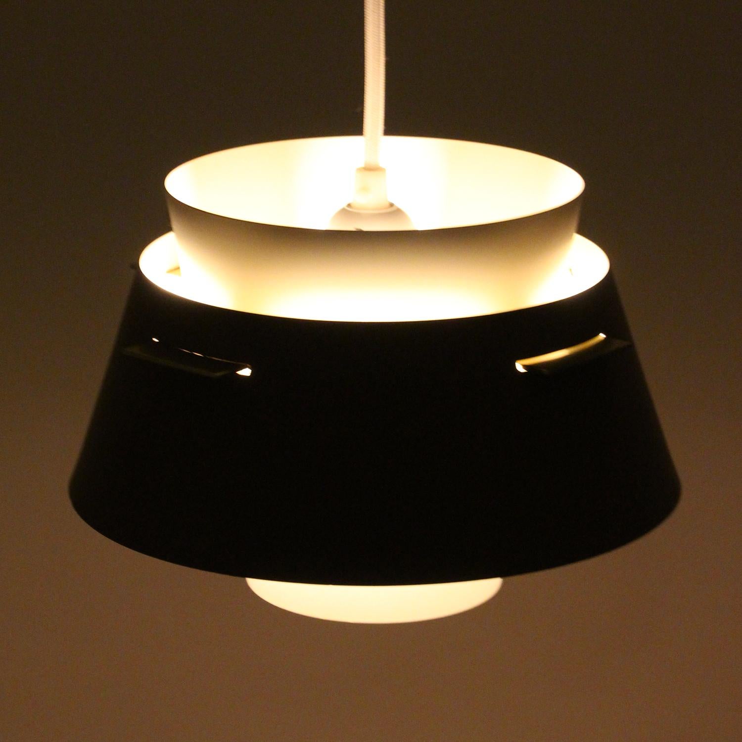 Mid-20th Century Helsingor Pendant by Birger Schmidt, Lyfa, 1960s  Cute Cognac & White Metal Lamp
