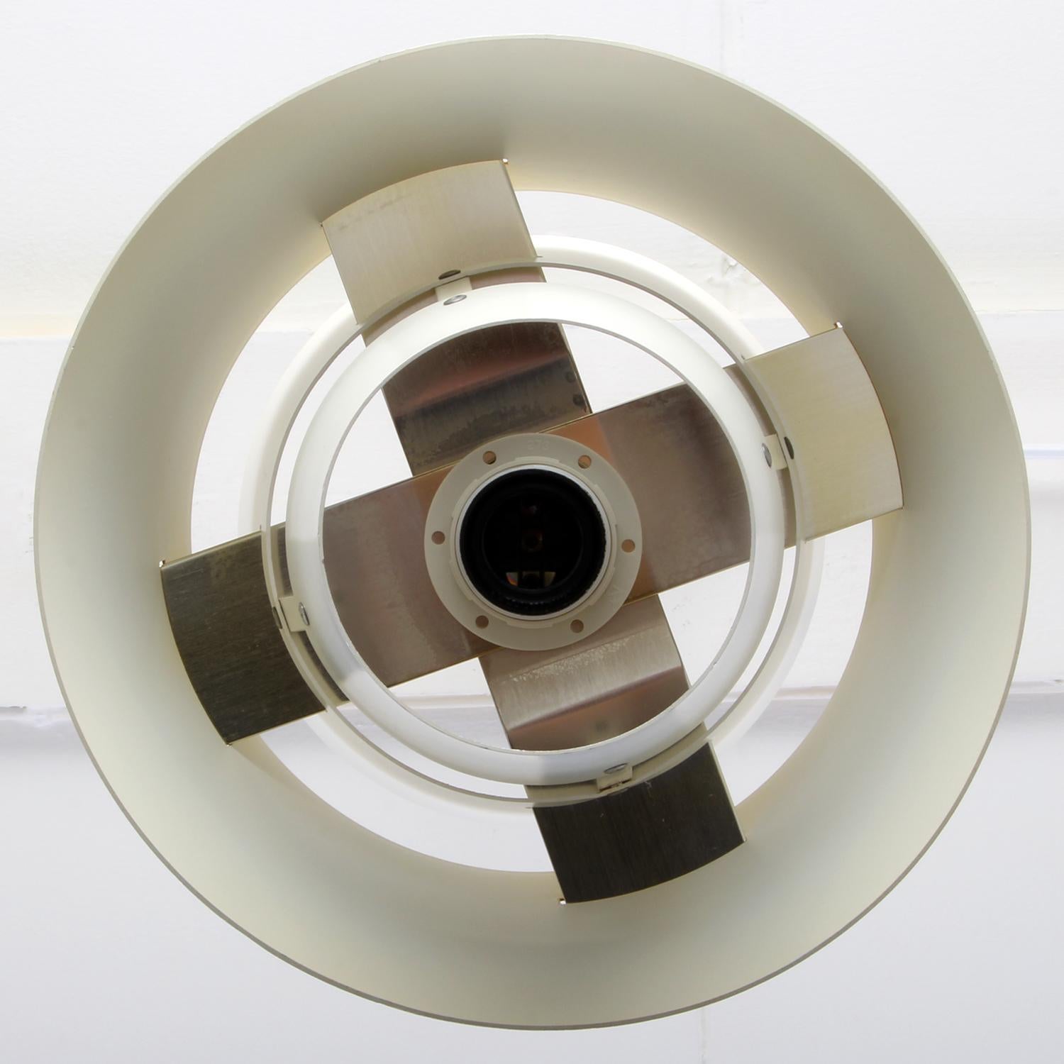 Helsingor Pendant by Birger Schmidt, Lyfa, 1960s  Cute Cognac & White Metal Lamp 1