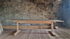 "Helvetica Light" Trestle Dining Table – Handcrafted Ash Wood by Frank Buschmann