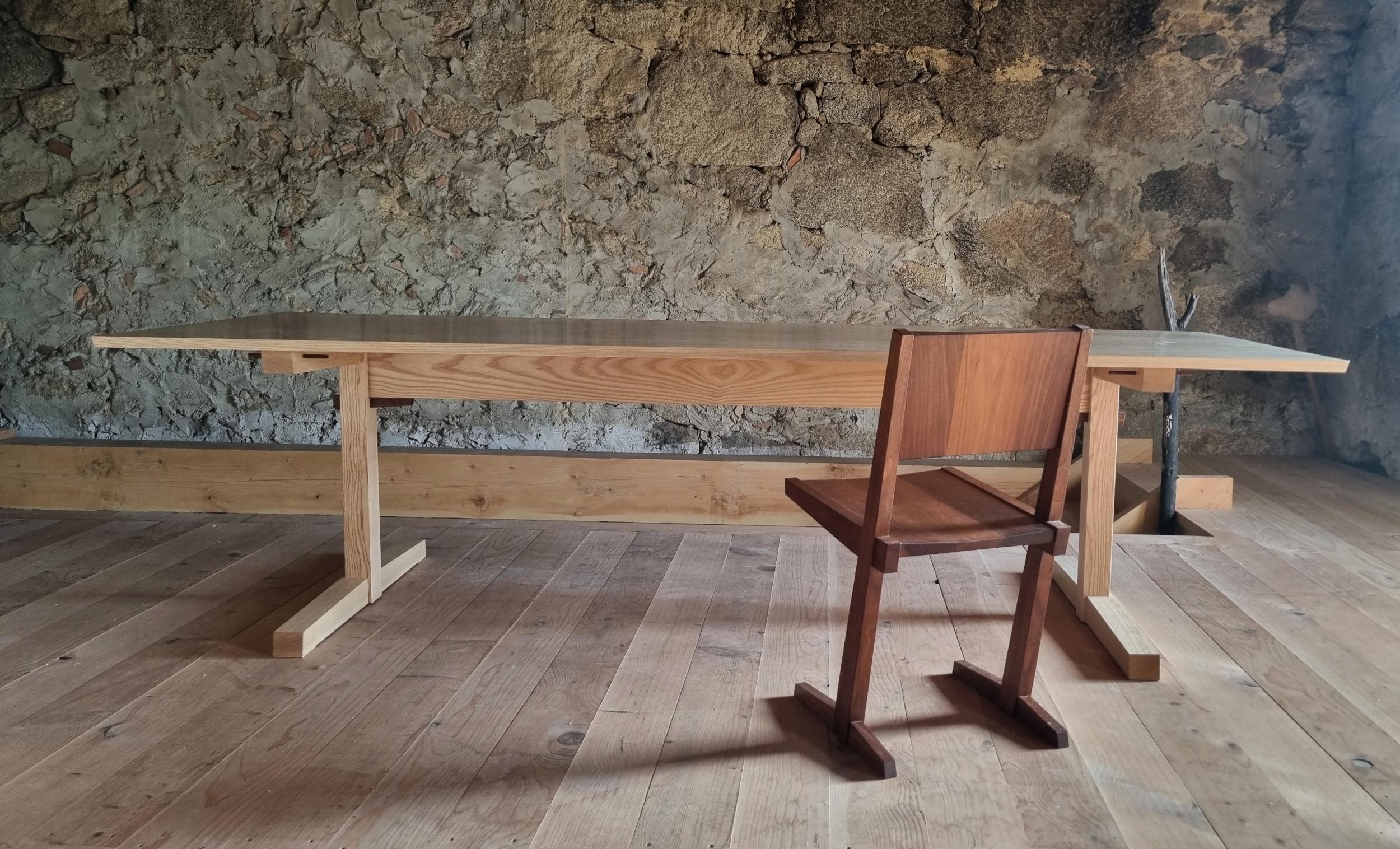 Legno massiccio Tavolo da pranzo a cavalletto 