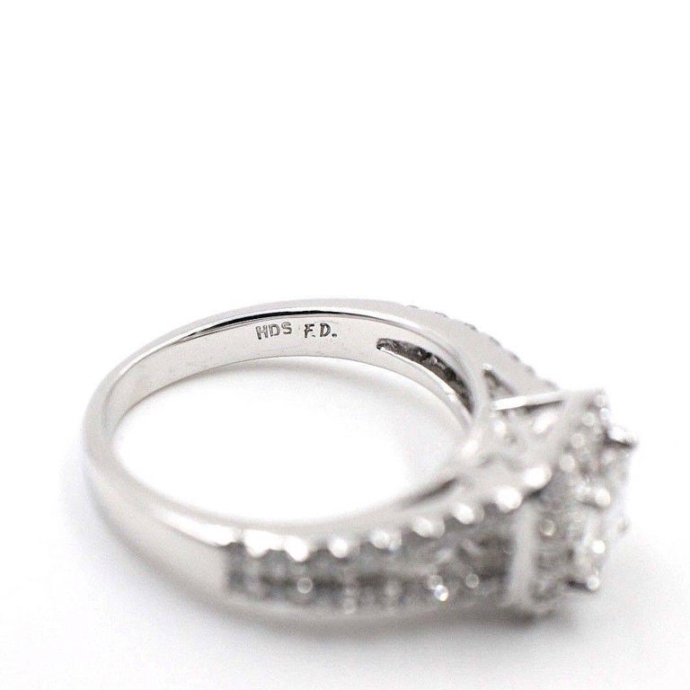 Helzberg Diamond Ring 1.00 Carat Princess and Round Cuts 18 Karat White