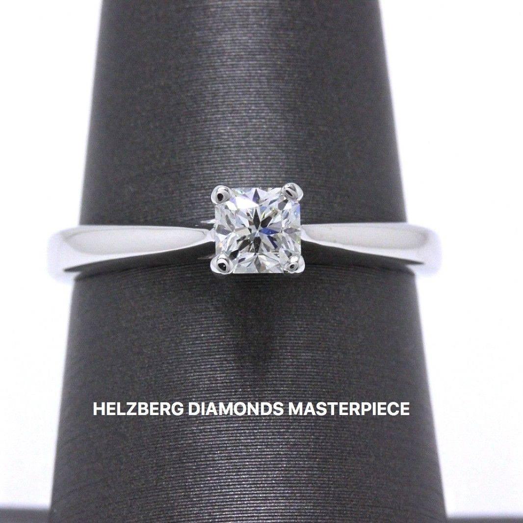 Helzberg Ideal Square Diamond Ring 0.45 Carat H VS2 18 Karat White Gold For Sale 4