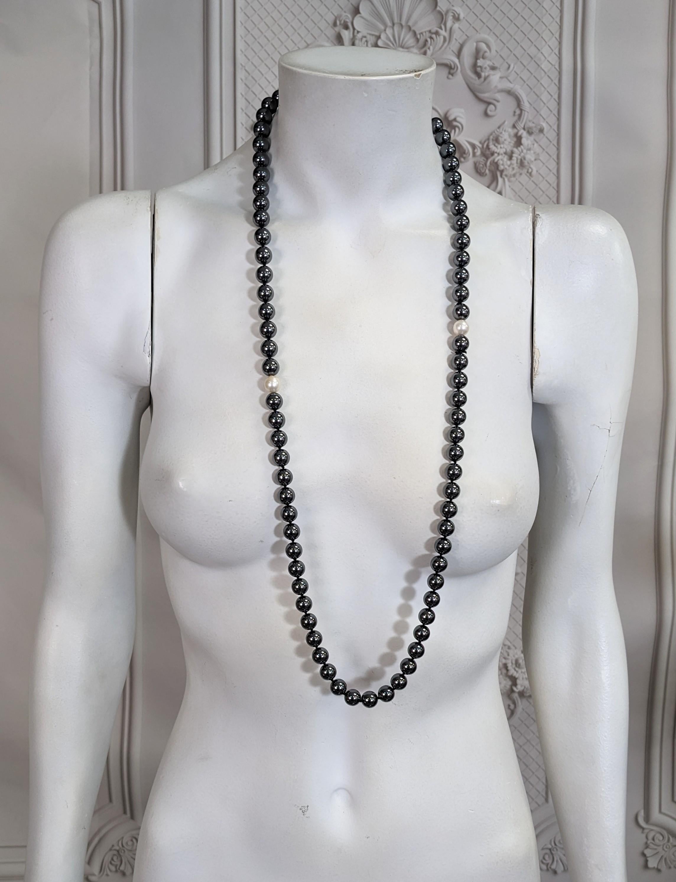 da uomo o donna Perline annodate a mano con ematite e perle coltivate in vendita