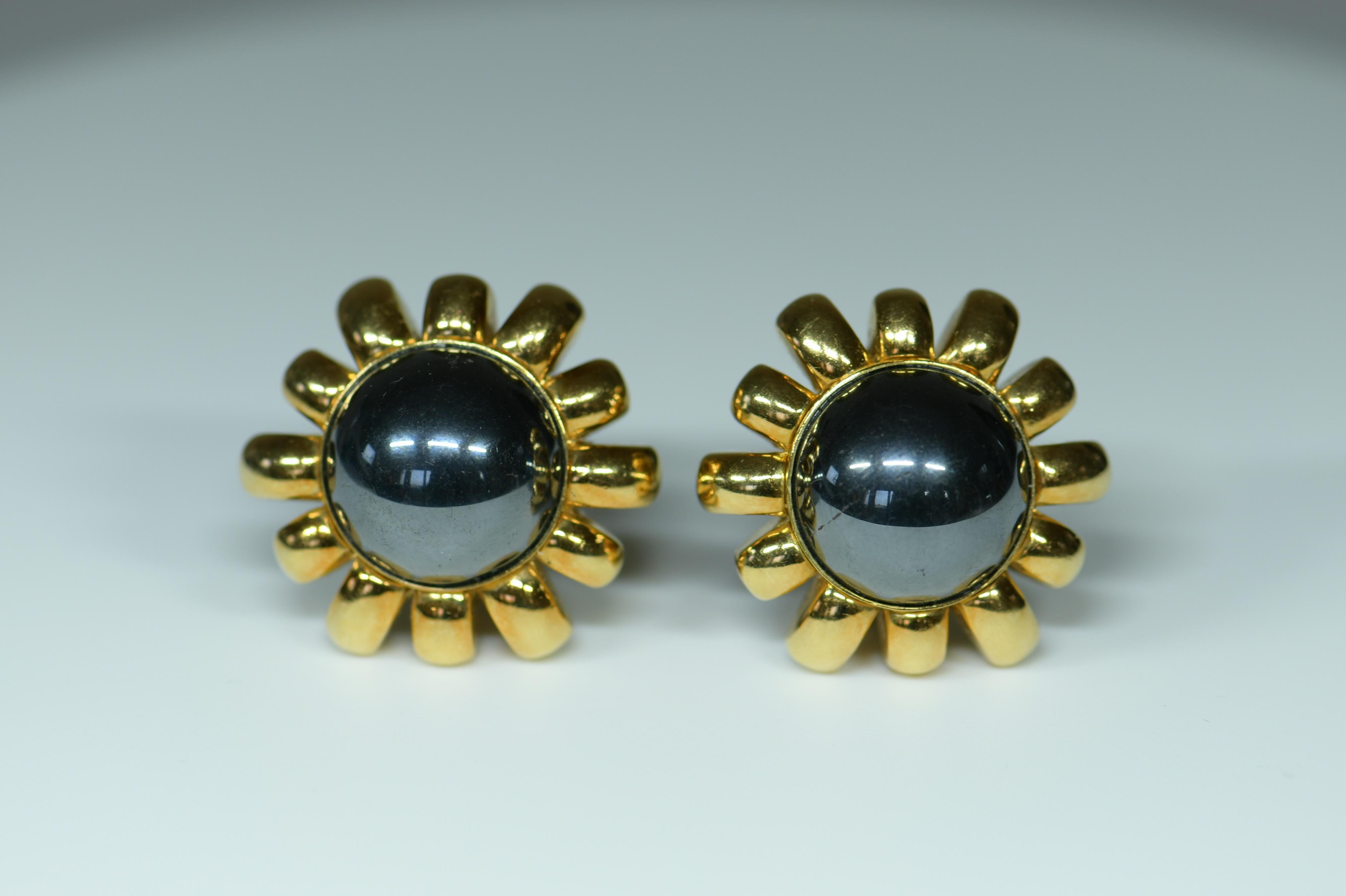 black beads studs in gold