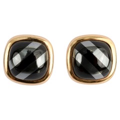 Pendientes de oro de hematites y ónix