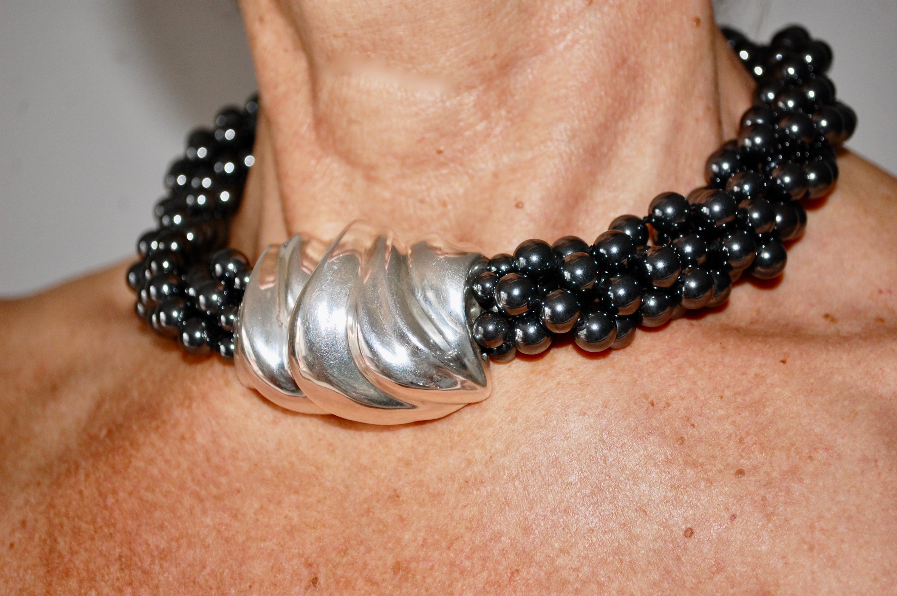 Hematit-Halskette aus Sterlingsilber von Patricia von Musulin im Angebot 1