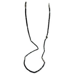 Hematite Cultured Pearl Cubic Zirconia Oxidized Silver Diamond Clasp Necklace