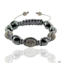 Bracciale con filo di perline in ematite e diamanti Ball
