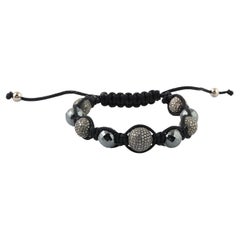 Hematite & Diamond Ball Thread Bracelet