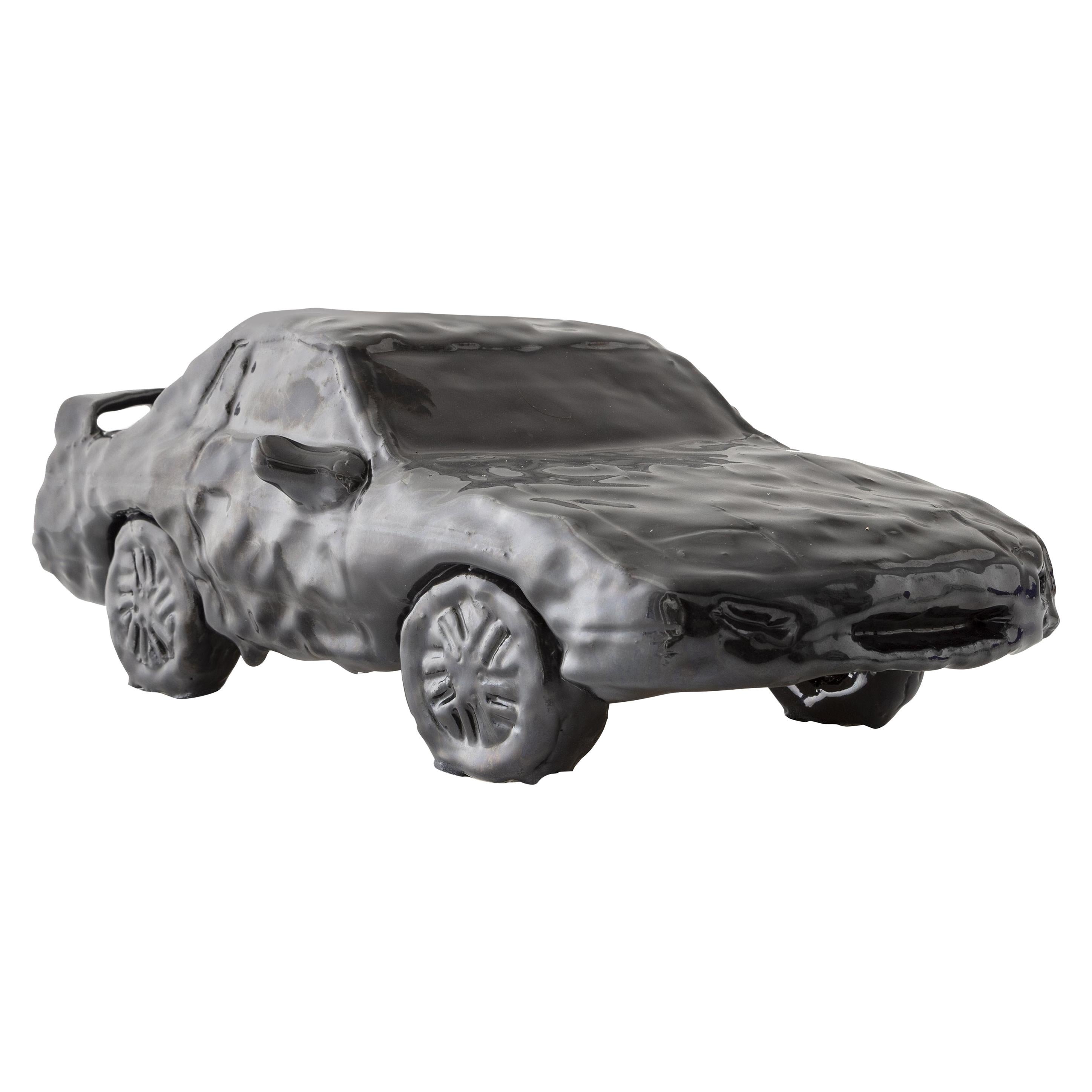 "Hematite Fiero" Glazed Ceramic Car Sculpture For Sale