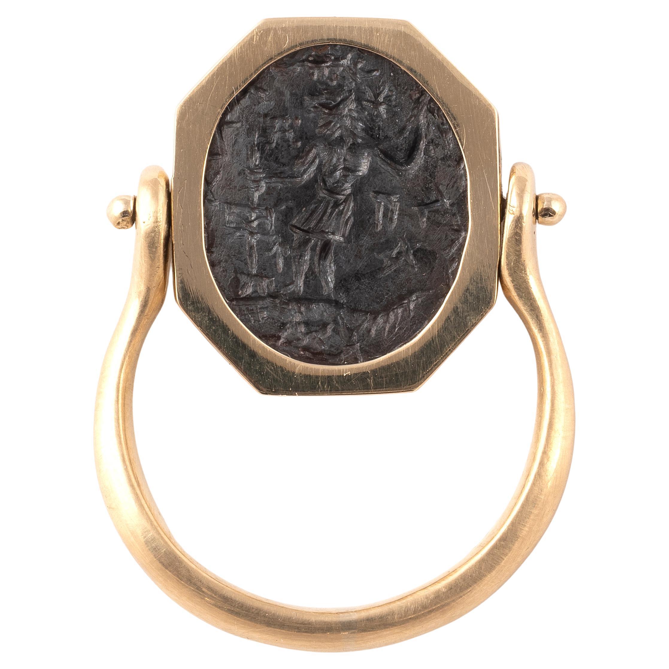 Gnostischer Hämatit-Intaglio-Ring 2.-3. Jahrhundert AD