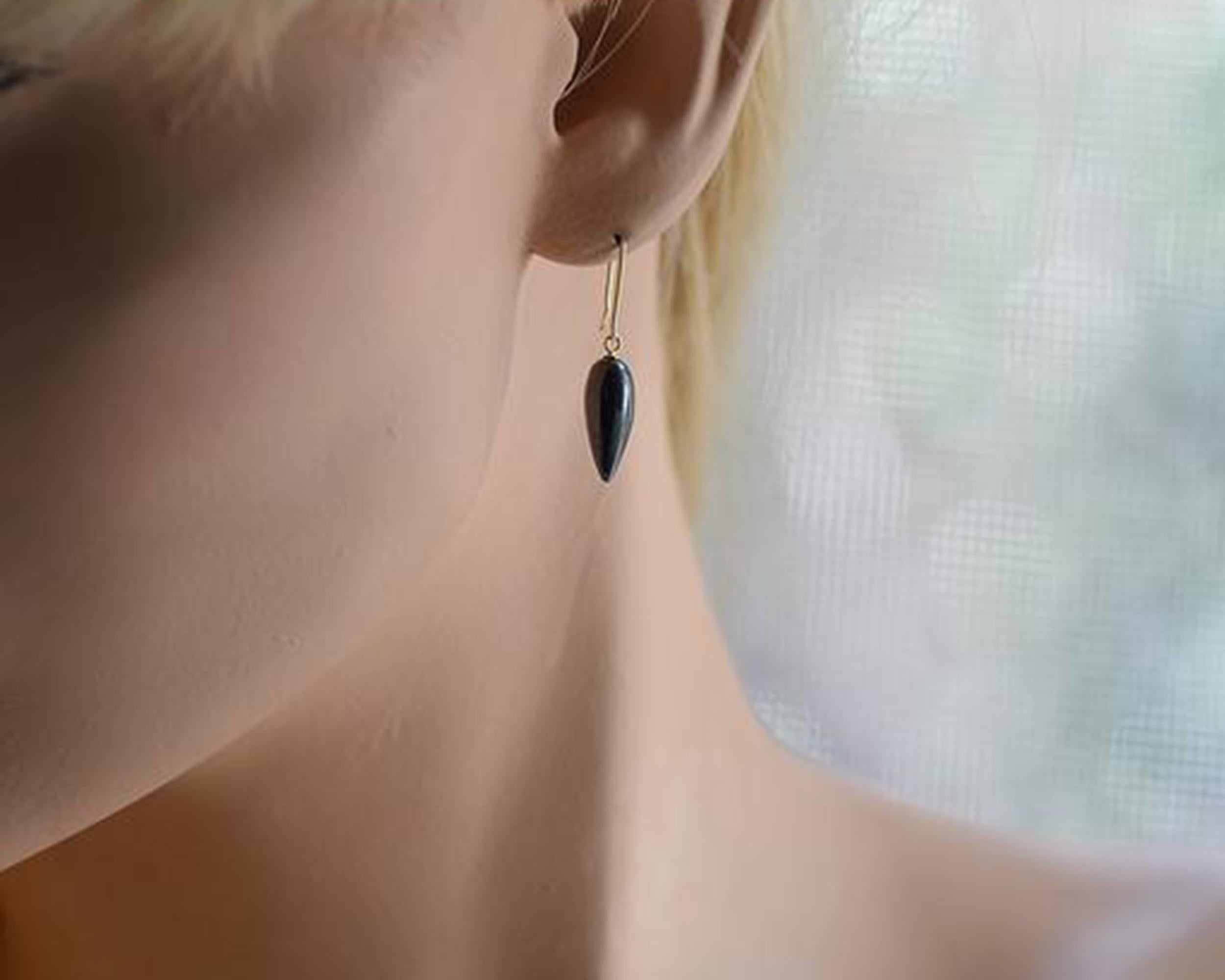 Contemporary Hematite Gold Earrings For Sale