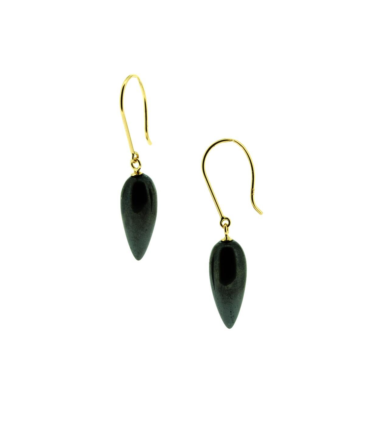 Bead Hematite Gold Earrings For Sale