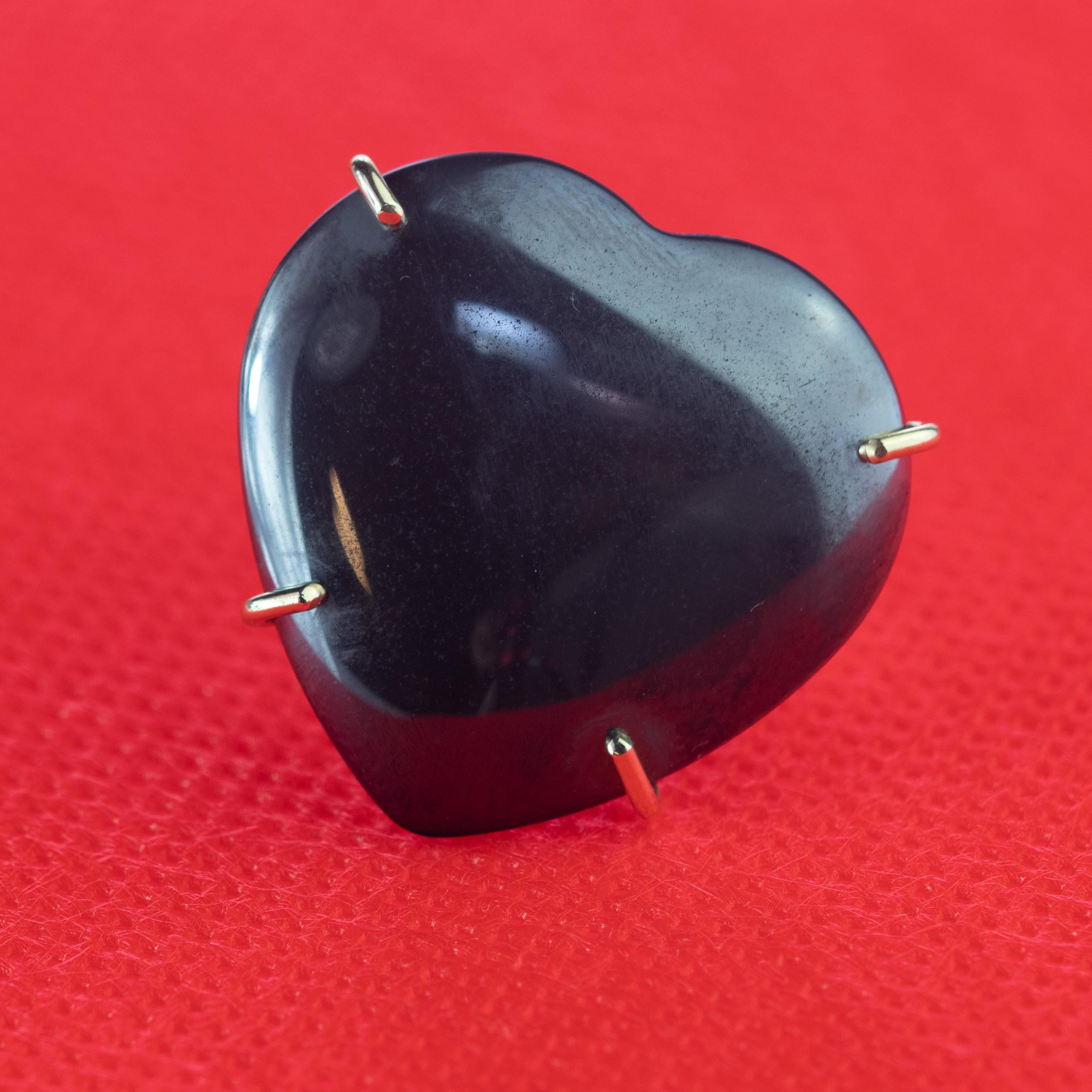 Romantico Cuore di ematite in oro giallo 18 carati Anello sottile di San Valentino in stile Boho Love in vendita