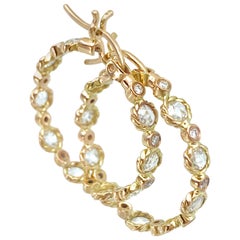 Hemera Rose-Cut Diamond Hoop Earrings 18 Karat Yellow Gold 0.881 Carat in Stock