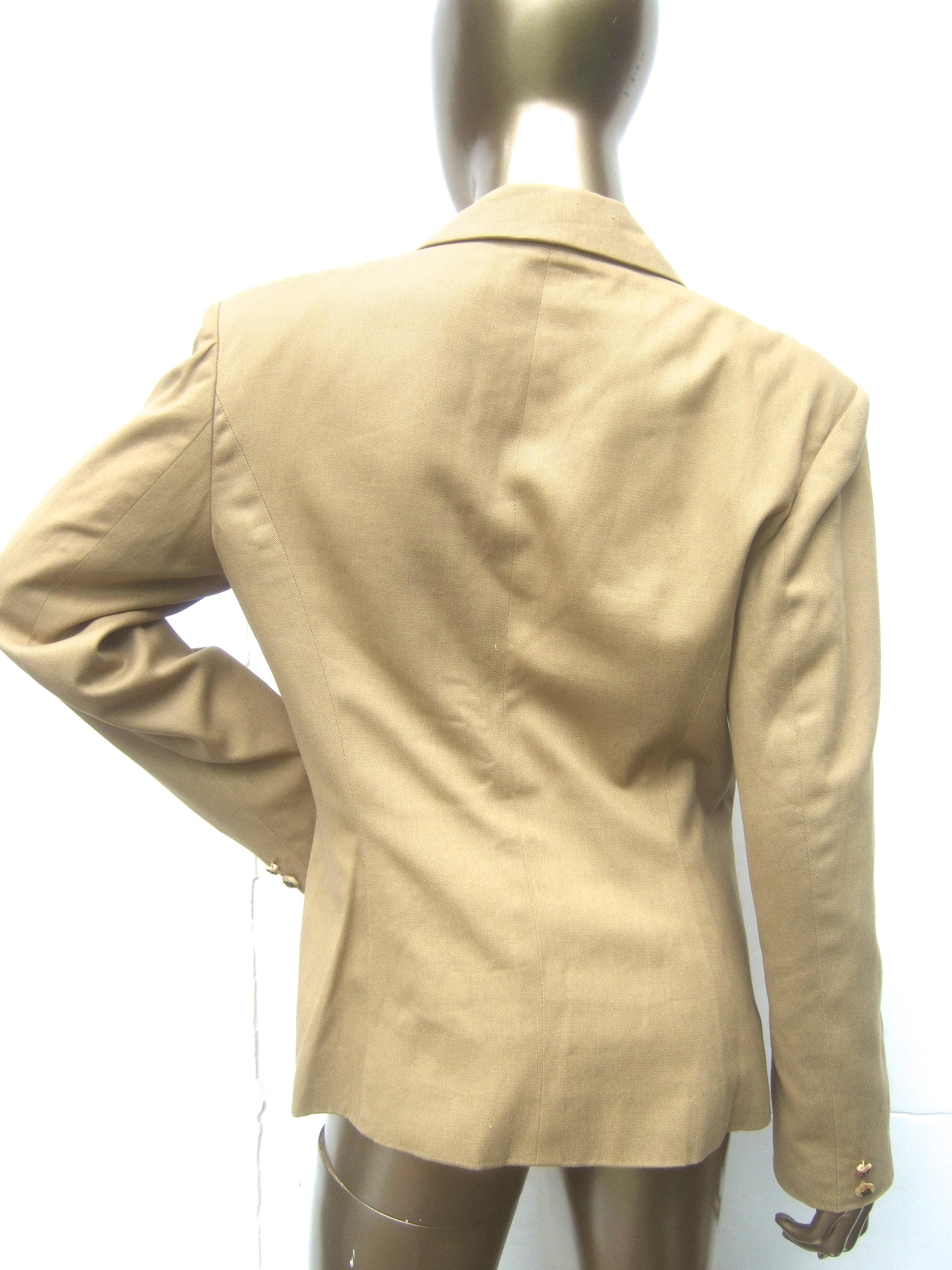 Hermes Paris Khaki Cotton Blend Womens Jacket Circa 1980s For Sale 3