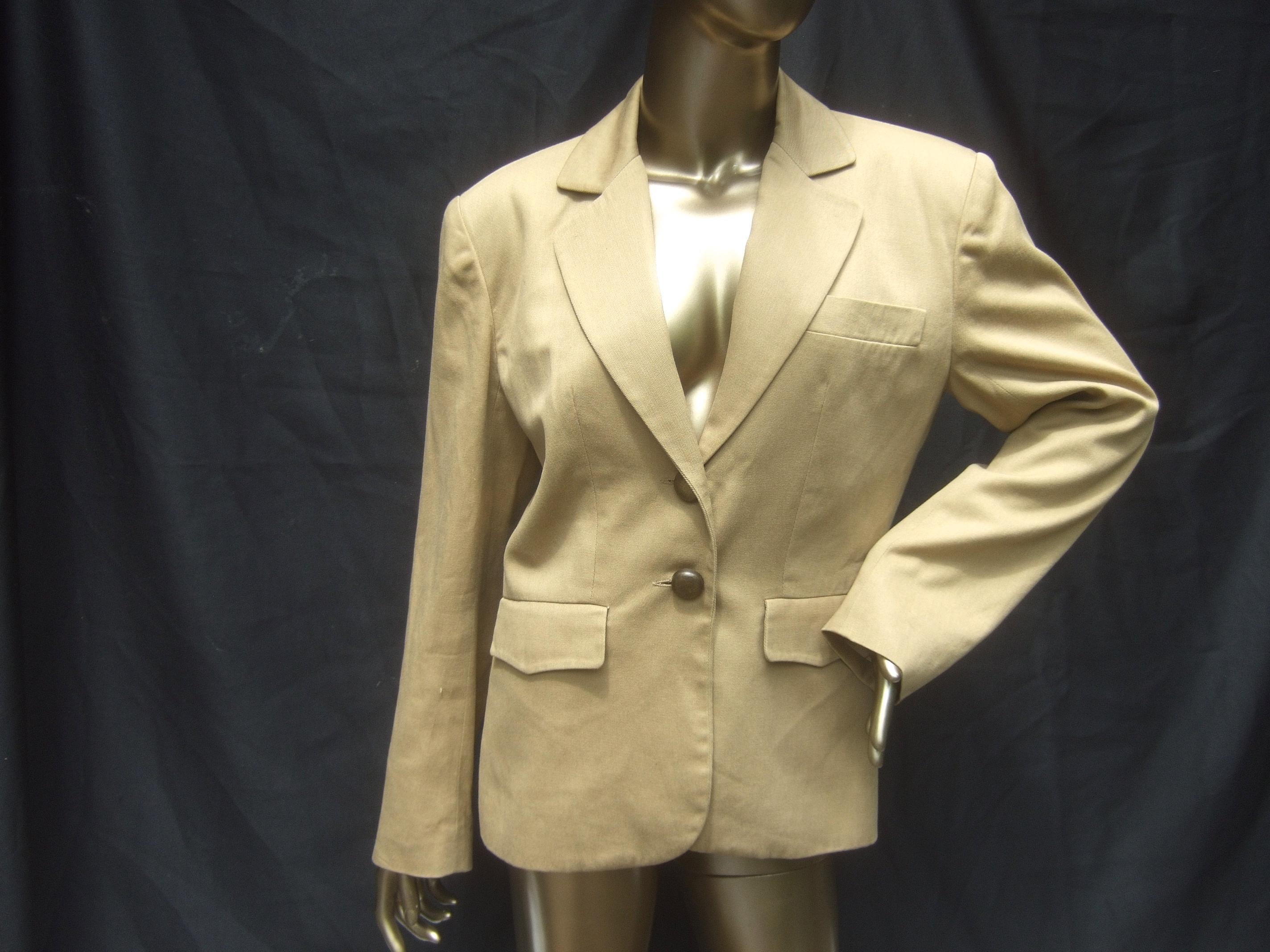 Hermes Paris Khaki Cotton Blend Womens Jacket Circa 1980s For Sale 6