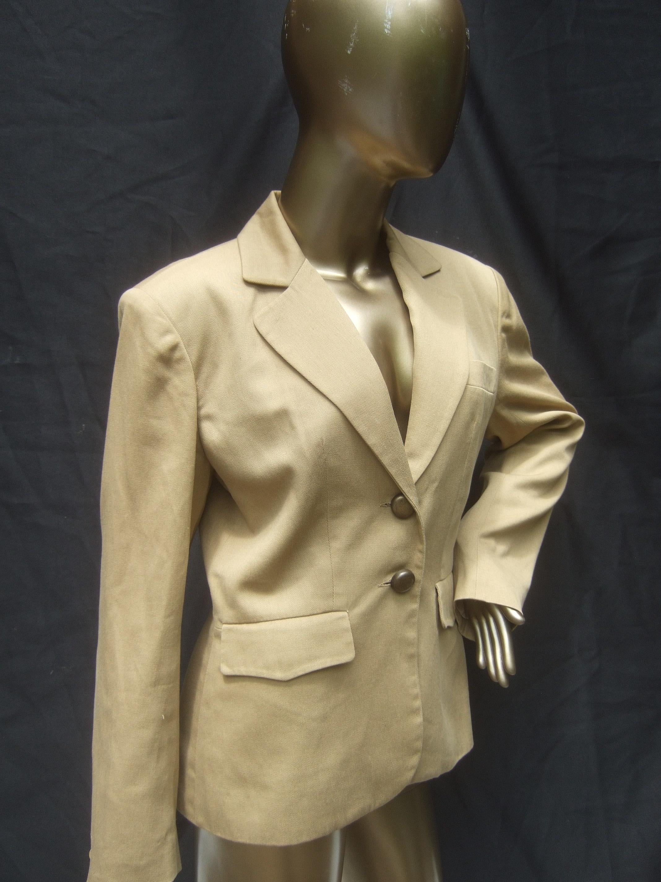 Hermes Paris Khaki Cotton Blend Womens Jacket Circa 1980s For Sale 7