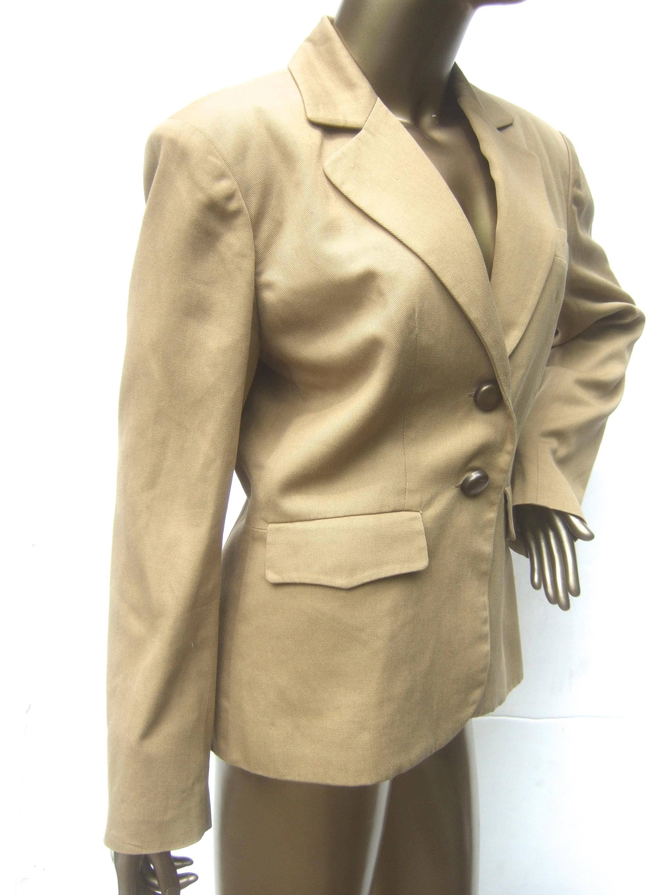 Hermes Paris Khaki Cotton Blend Womens Jacket Circa 1980s For Sale 8