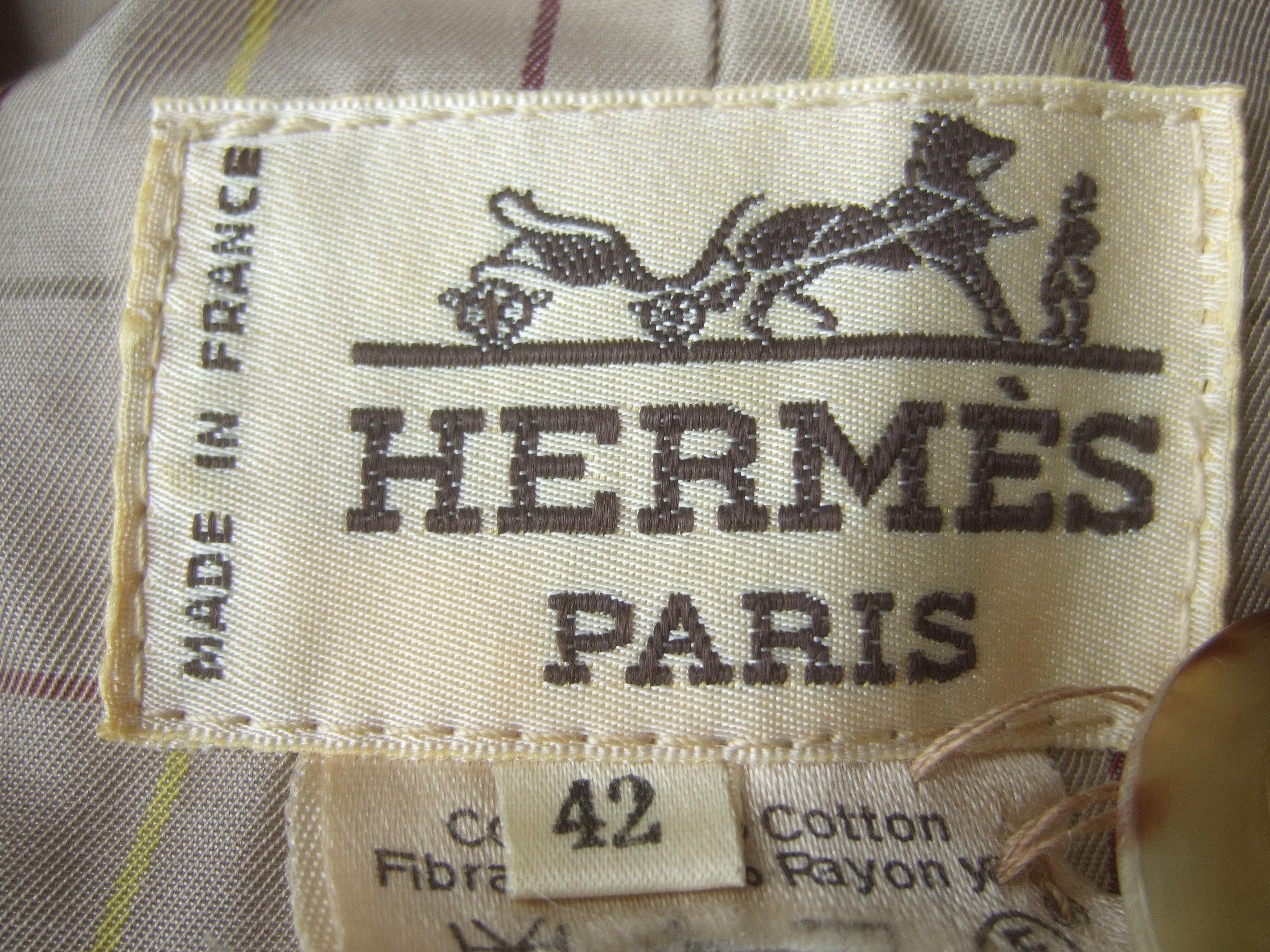 Hermes Paris Khaki Cotton Blend Womens Jacket Circa 1980s For Sale 10