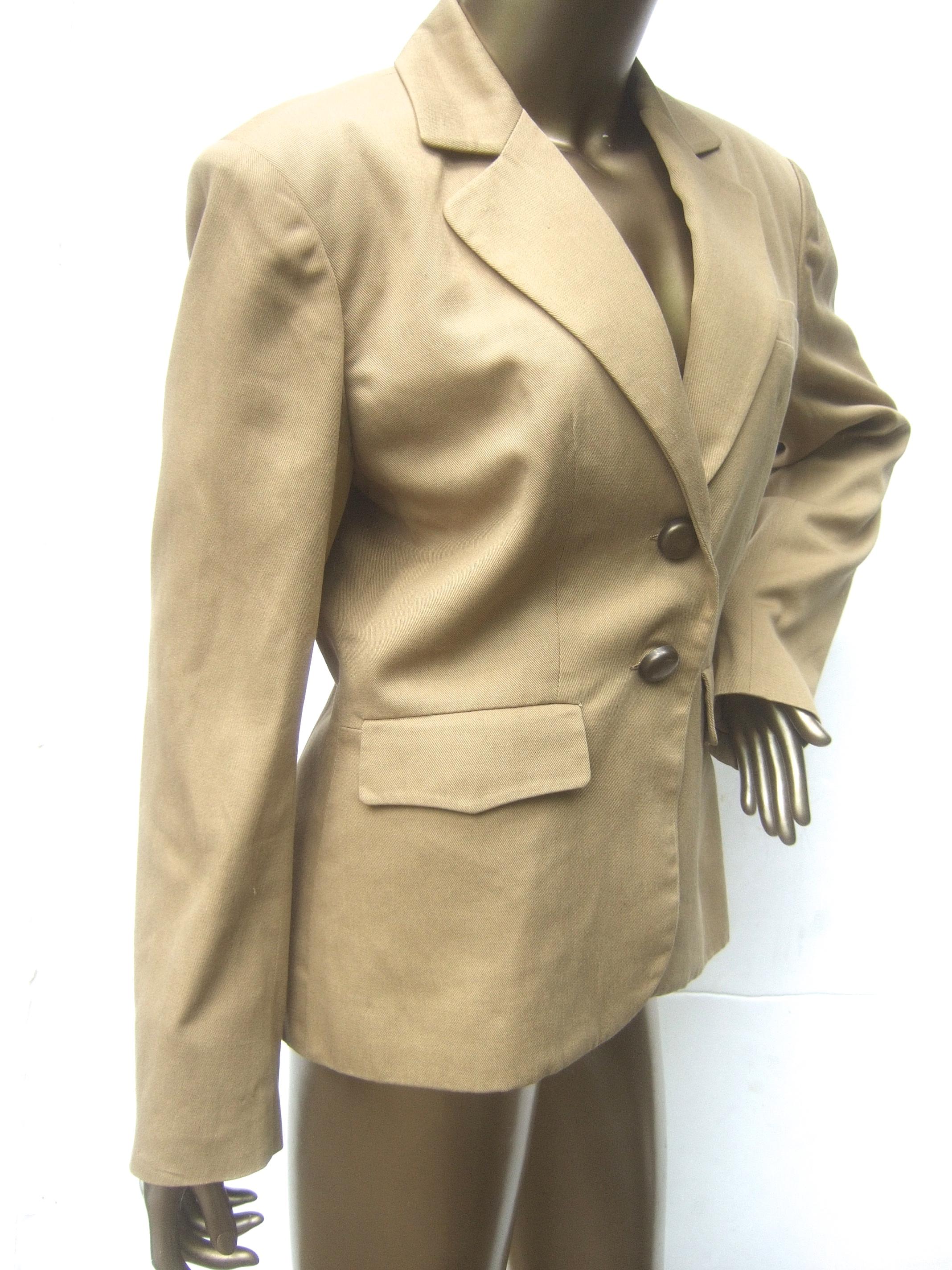 Beige Hermes Paris Khaki Cotton Blend Womens Jacket Circa 1980s For Sale