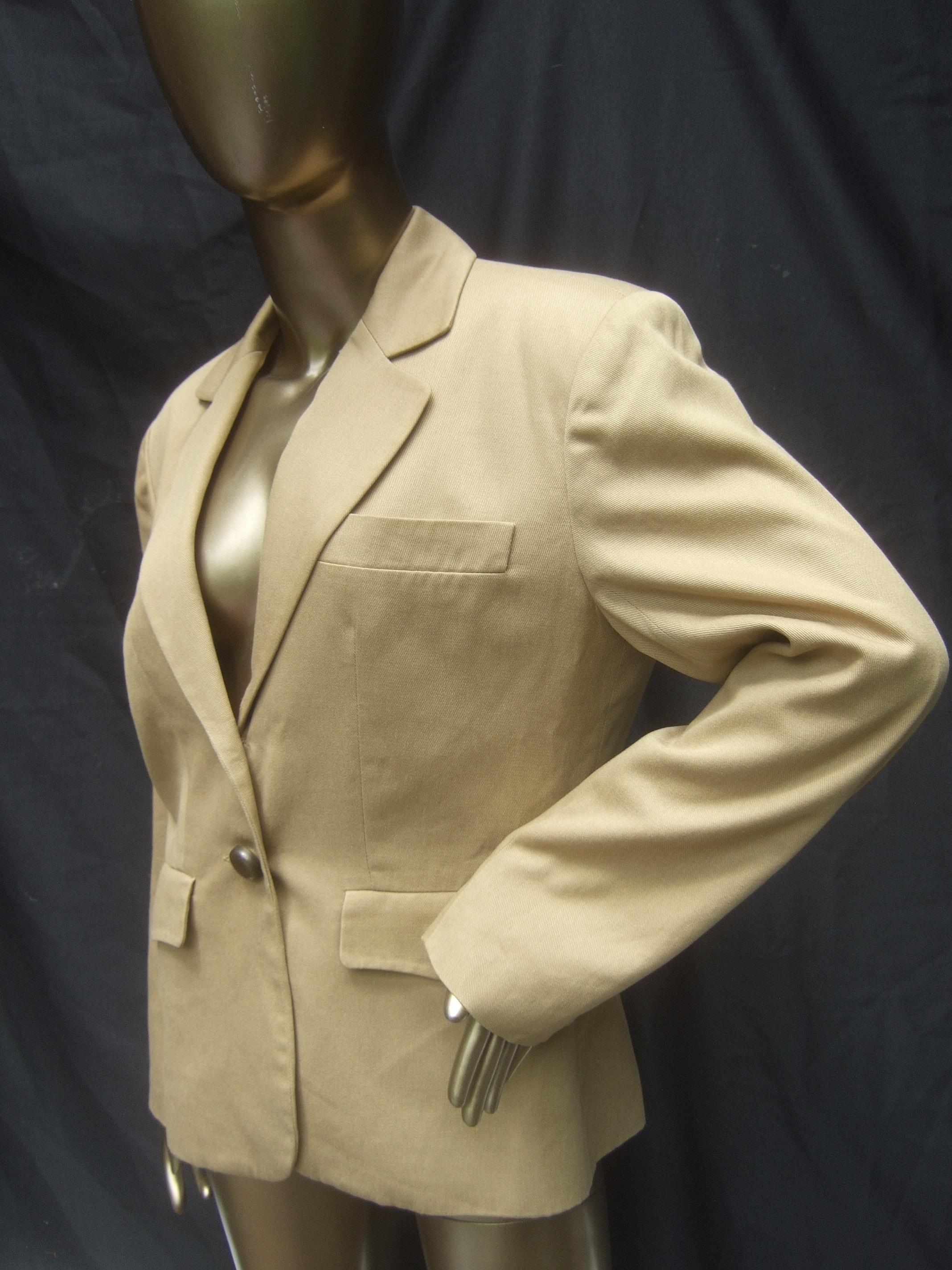 Hermes Paris Khaki Cotton Blend Womens Jacket Circa 1980s In Good Condition For Sale In University City, MO
