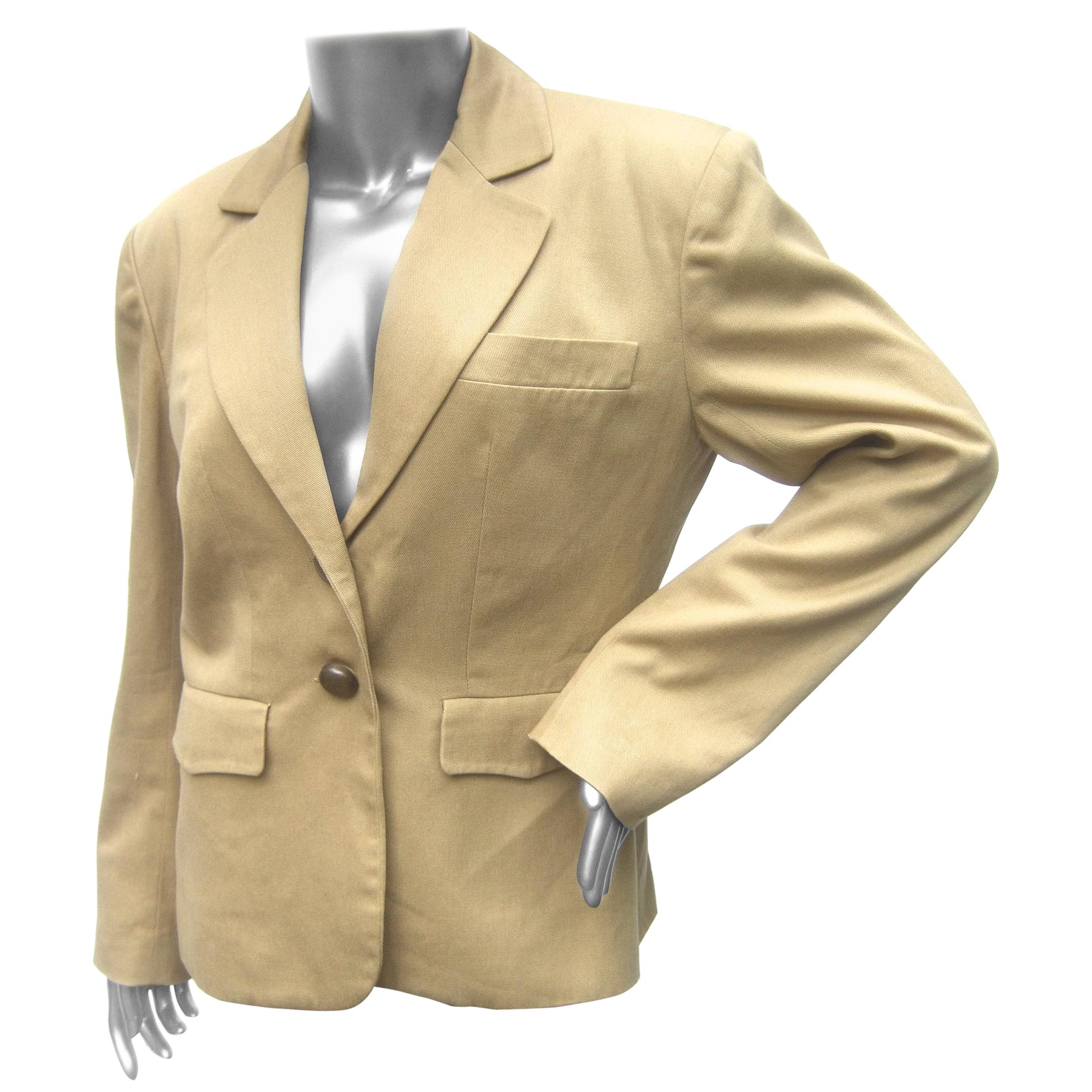 Hermes Paris Khaki Cotton Blend Womens Jacket Circa 1980s For Sale