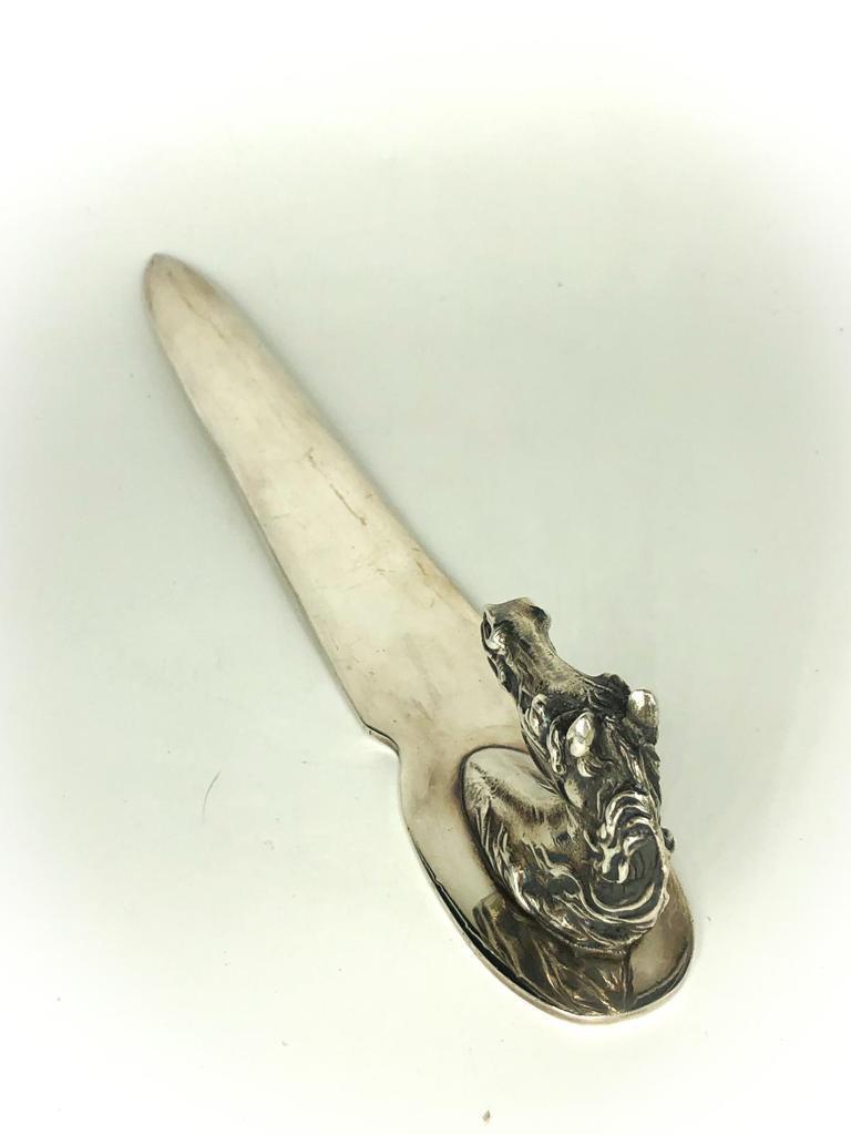 Beige Hemes-size letter opener with horse's head, 1950s For Sale