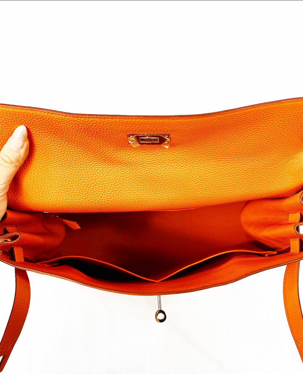 Hermes Soft Retourne 35 Kelly Orange Leather Handbag 3