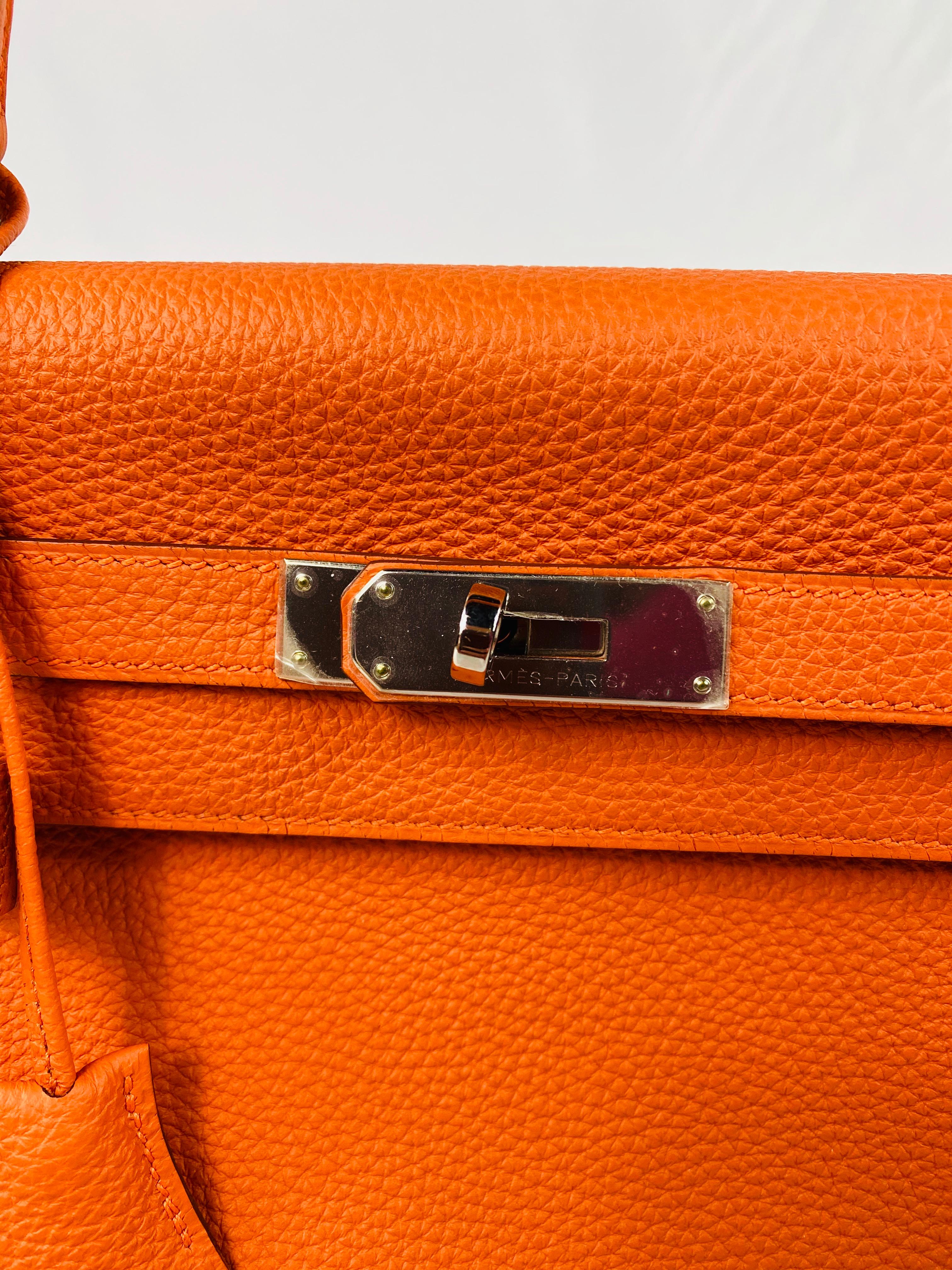 Hermes Soft Retourne 35 Kelly Orange Leather Handbag 8