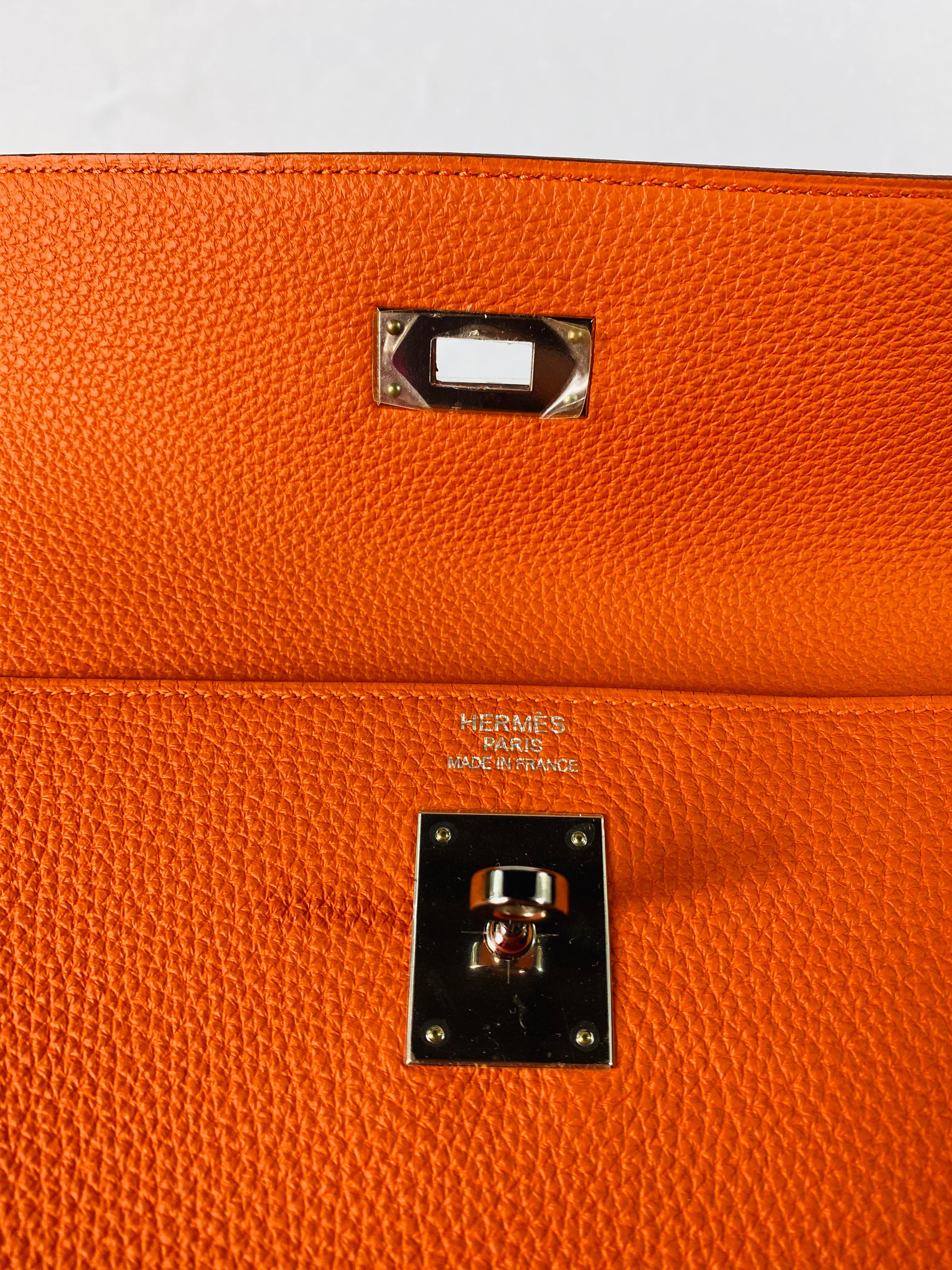 Hermes Soft Retourne 35 Kelly Orange Leather Handbag 9