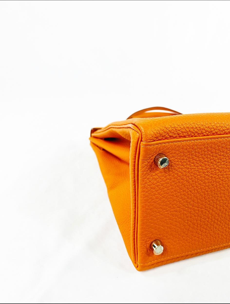 Hermes Soft Retourne 35 Kelly Orange Leather Handbag 2