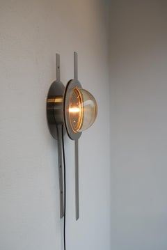 Hemi Sconce: Blown Glass and Steel Wall Light in a Brushed Nickel Finish