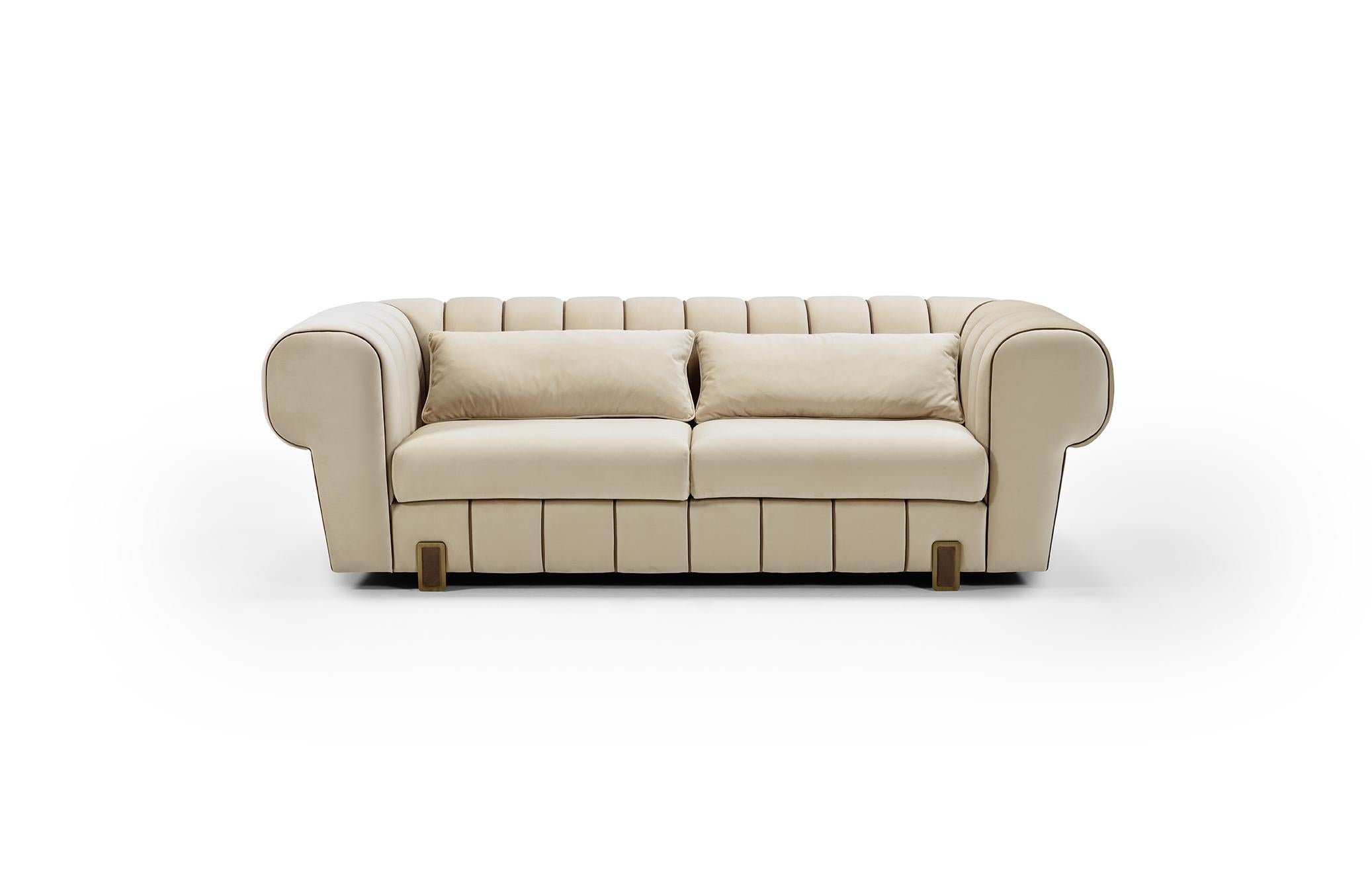Portuguese HEMINGWAY II Sofa with Quilted Back and Arms For Sale