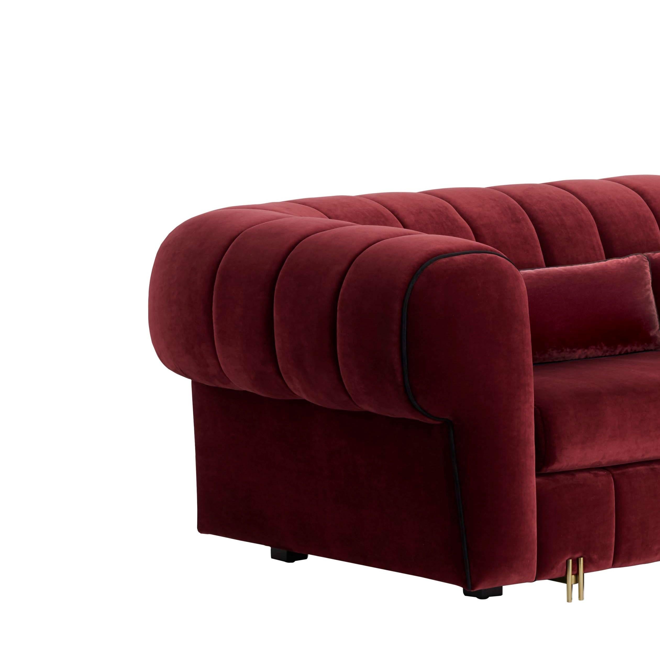 cherry color sofa