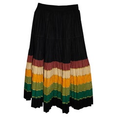 Hemisphere Paris  Black Pleated Skirt with Colourful Hem