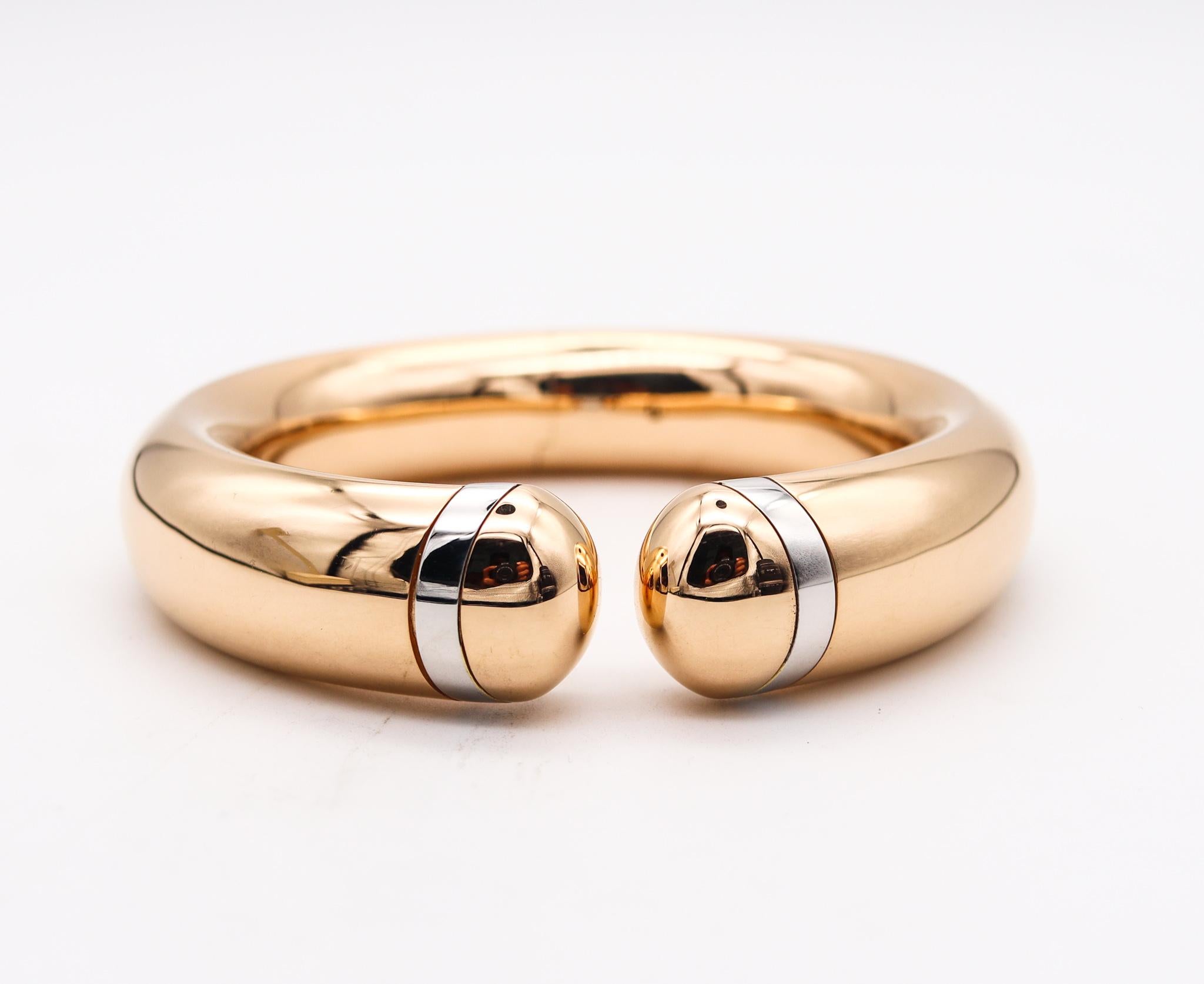 Geometrisches Minimalismus-Manschettenarmband aus 18 Karat Gold und Platin von Hemmerle München (Modernistisch)