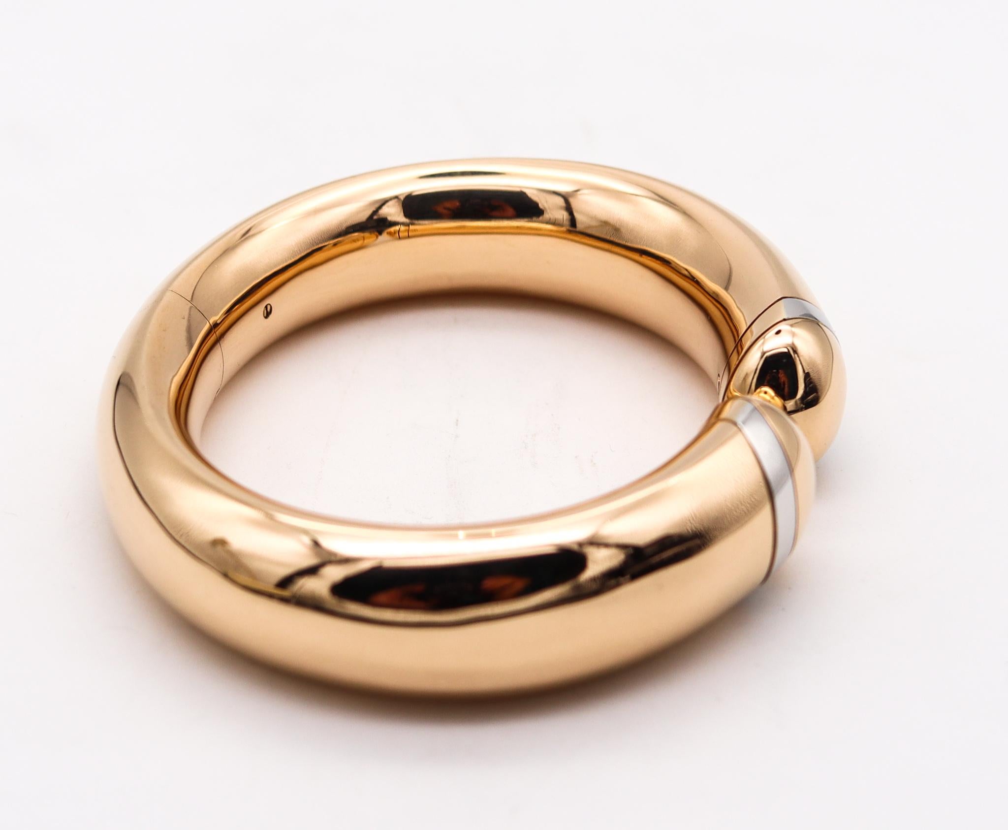 Geometrisches Minimalismus-Manschettenarmband aus 18 Karat Gold und Platin von Hemmerle München für Damen oder Herren