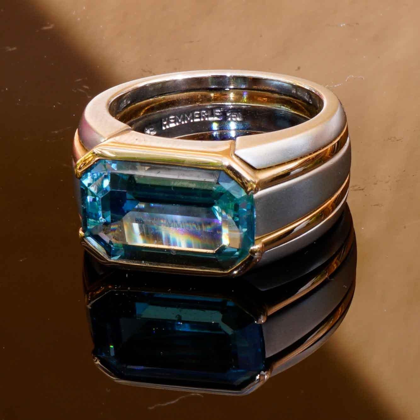Hemmerle Munich Pulsera y Anillo y 25 ct Santa Maria Color precioso Aquamarin en venta 4