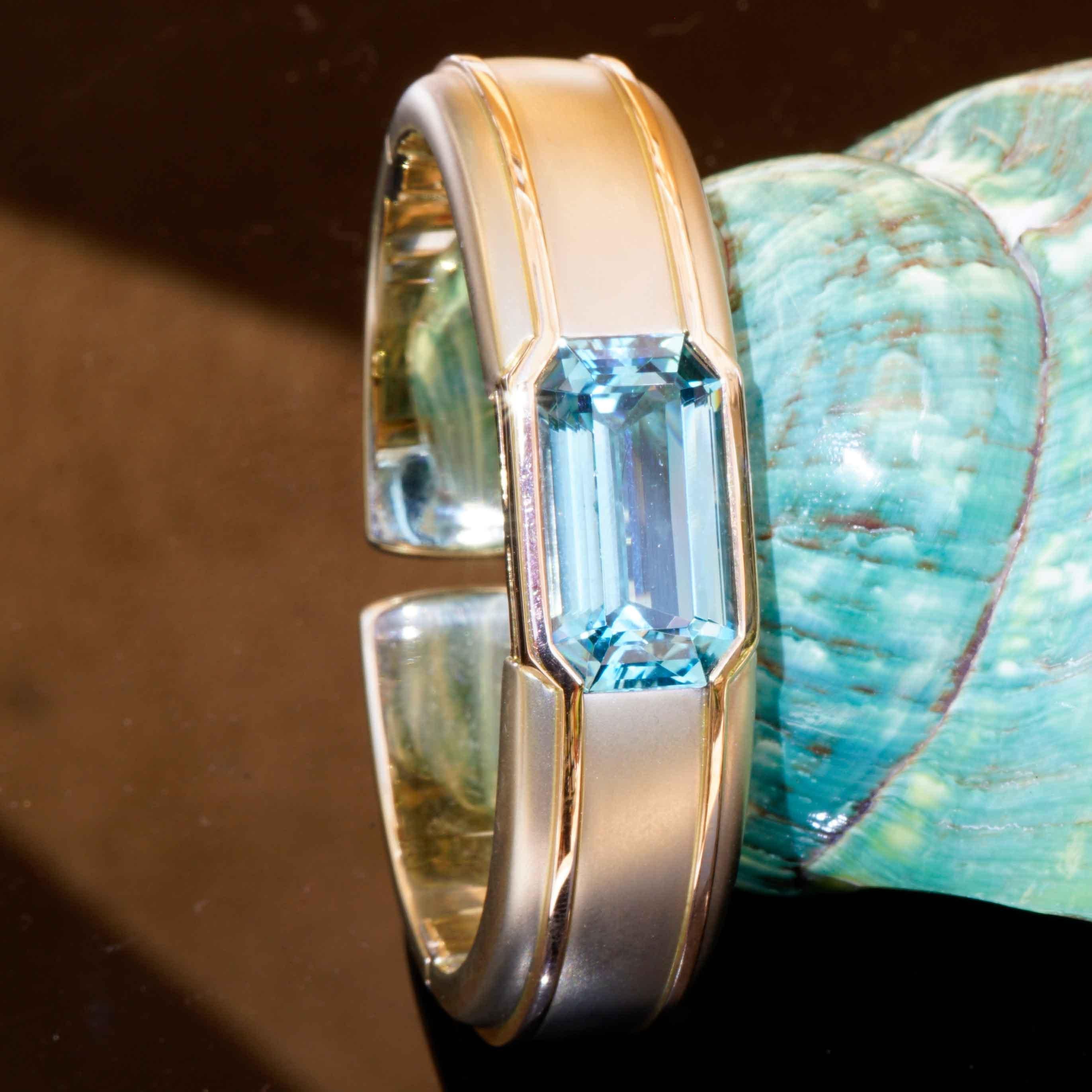Hemmerle Munich Pulsera y Anillo y 25 ct Santa Maria Color precioso Aquamarin en venta 8