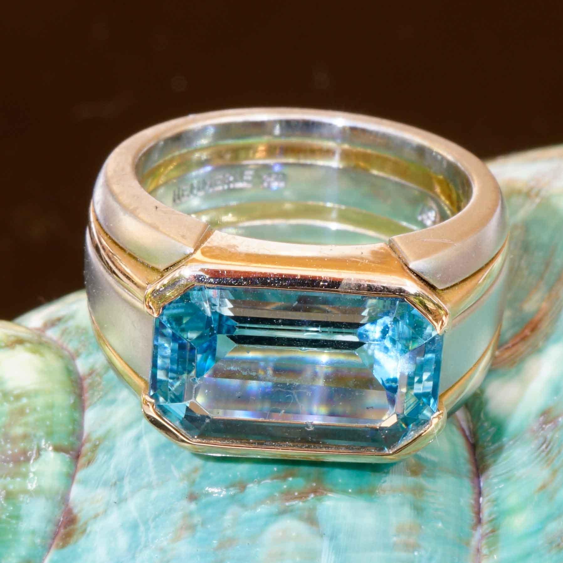 Hemmerle Munich Pulsera y Anillo y 25 ct Santa Maria Color precioso Aquamarin en venta 9