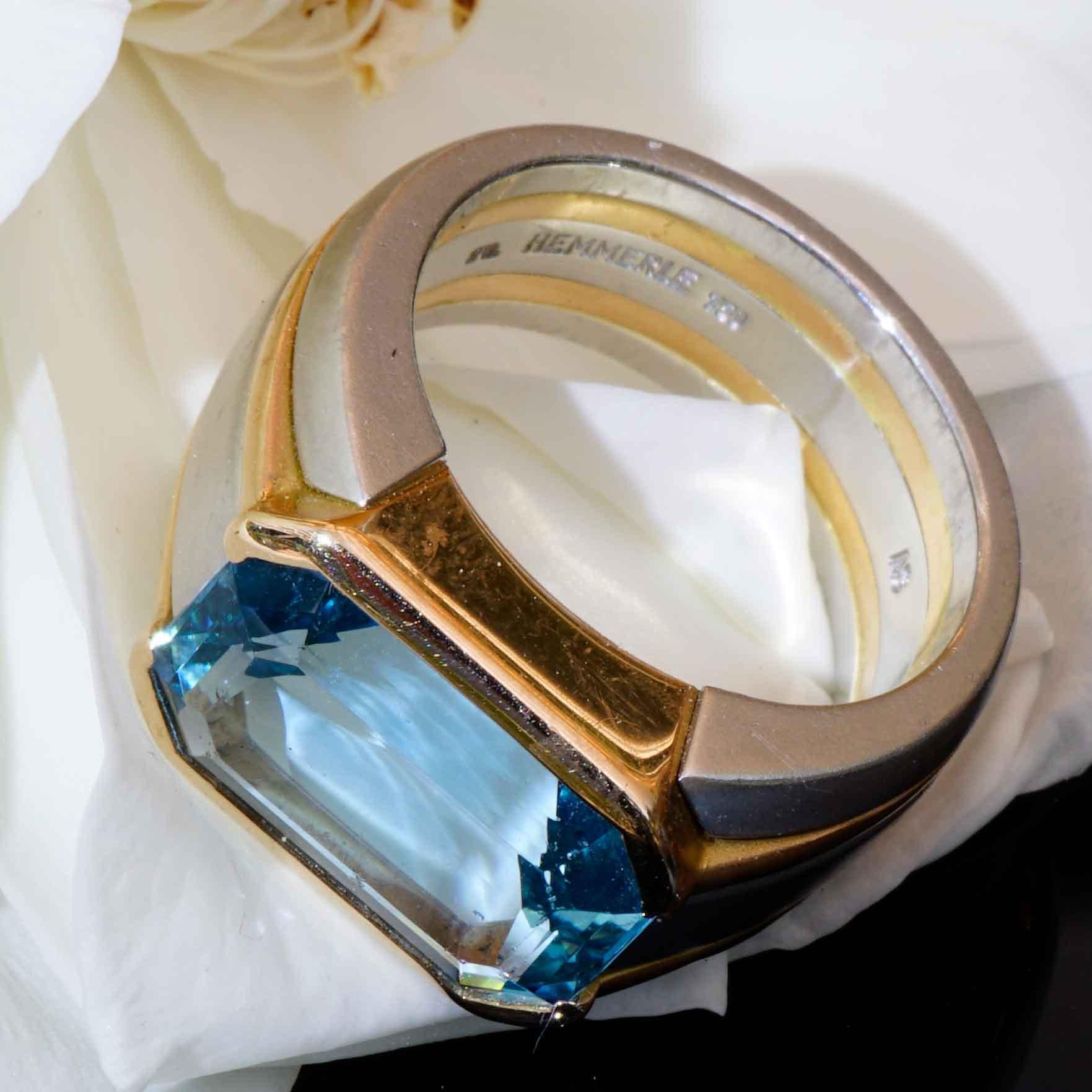 Hemmerle Munich Pulsera y Anillo y 25 ct Santa Maria Color precioso Aquamarin en venta 10