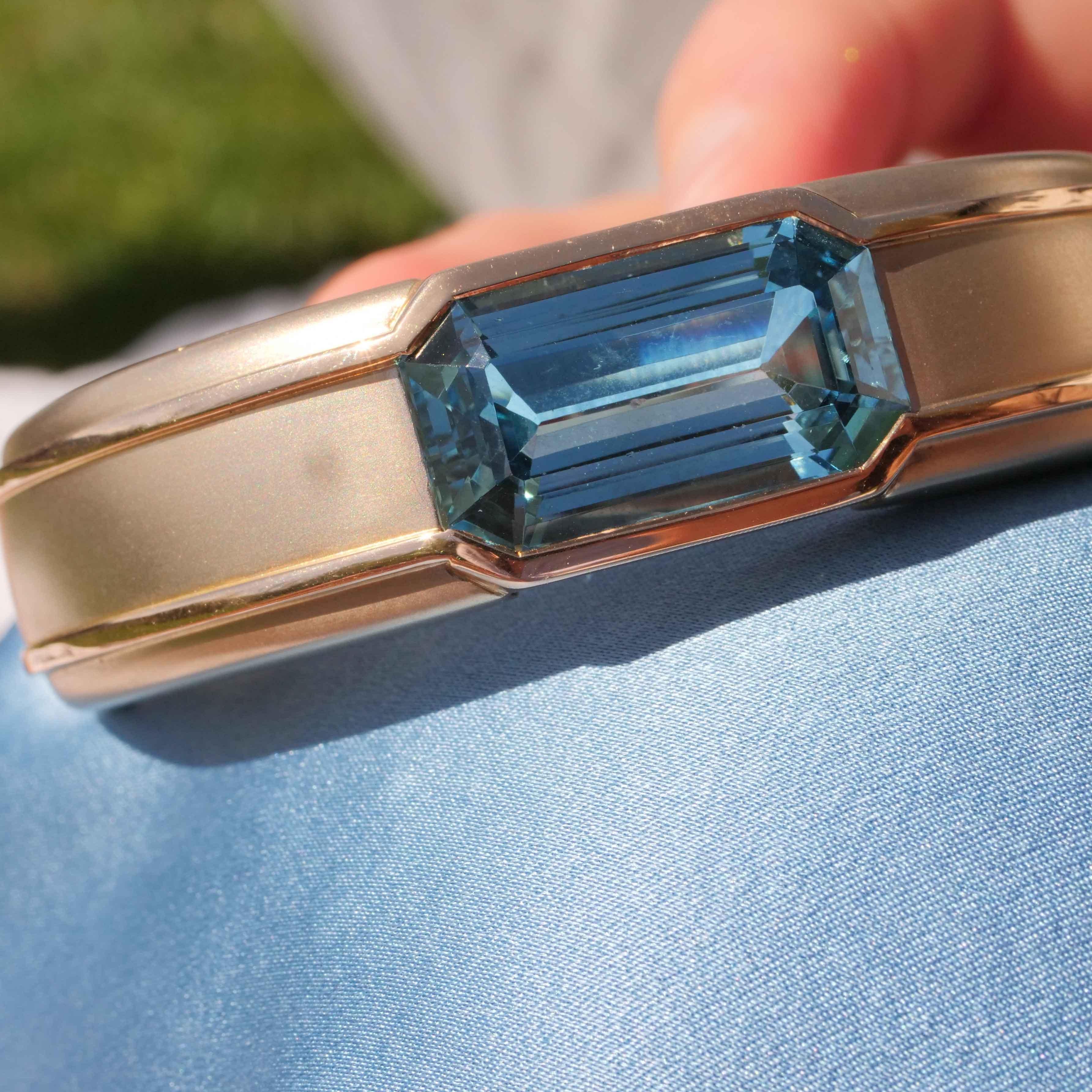 Hemmerle Munich Bracelet and Ring and 25 ct Santa Maria Color precious Aquamarin For Sale 1