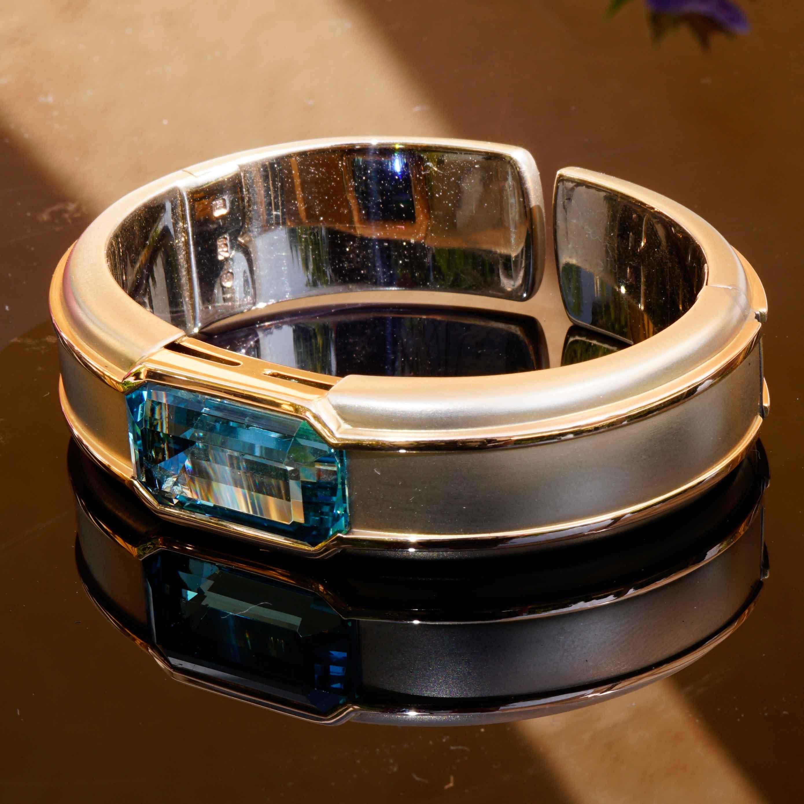 Hemmerle Munich Pulsera y Anillo y 25 ct Santa Maria Color precioso Aquamarin en venta 3