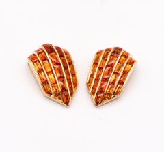 Hemmerle Munich Clips d'oreilles Broches en or jaune 18 carats avec citrine 38,50 carats