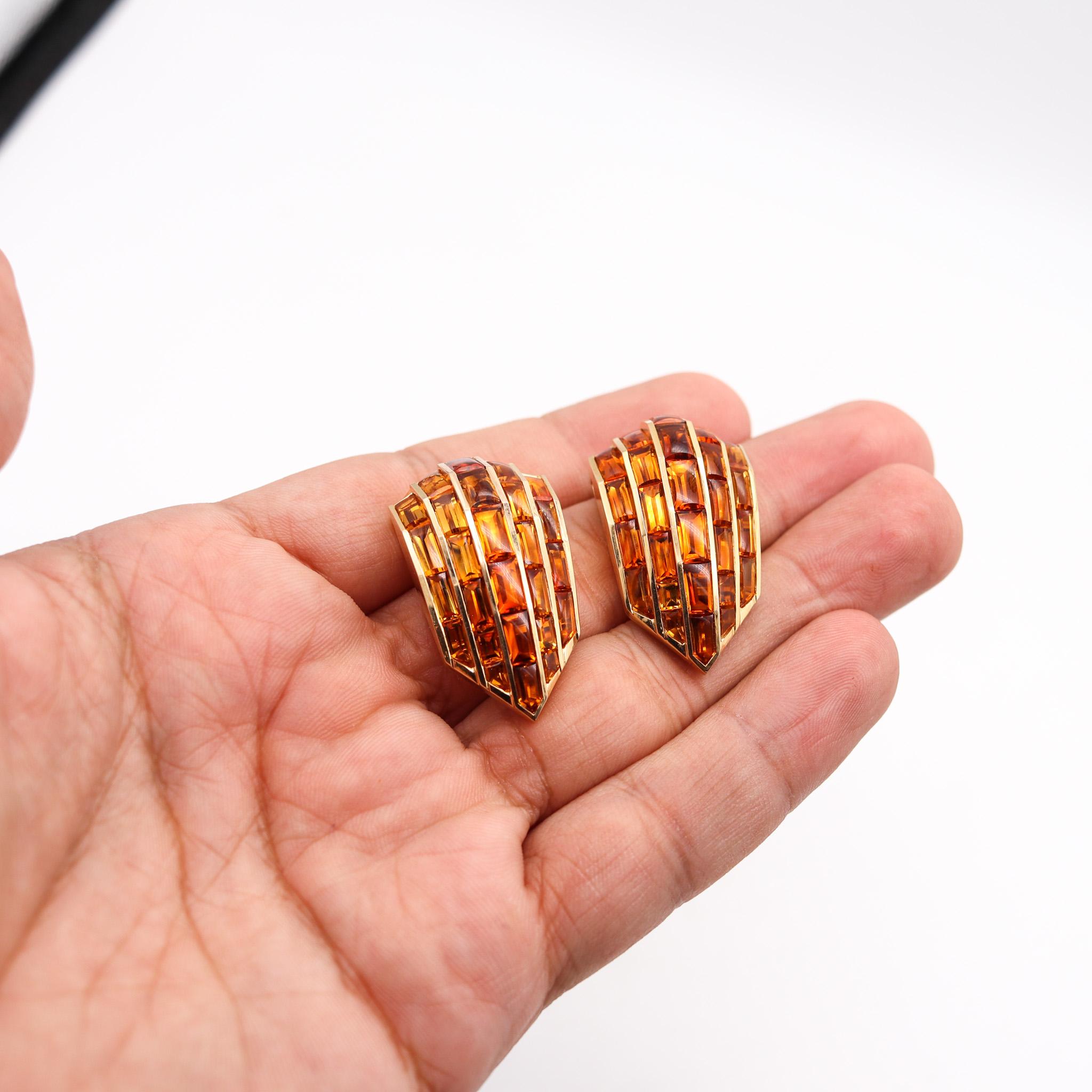 Hemmerle München Clips Ohrringe Broschen 18kt Gelbgold mit 38,50ctw Citrin im Zustand „Hervorragend“ im Angebot in Miami, FL